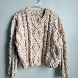 Altar'd State Cream Cable Knit Sweater